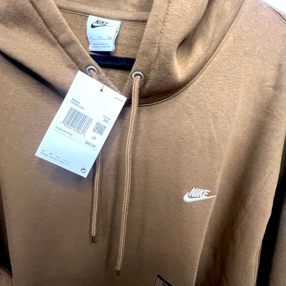 Big & Tall Men's Nike Club Pull-Over Fleece Hoodie 3XL/Mosswood Brown NWT - Picture 4 of 5